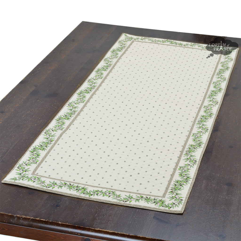 Calisson Cream Quilted French Cotton Table Runner by Tissus Toselli