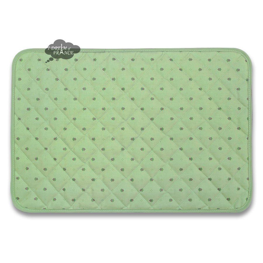 Calisson Green Acrylic Coated Quilted Placemats by Tissus Toselli
