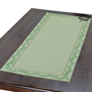Calisson Green Quilted French Cotton Table Runner by Tissus Toselli