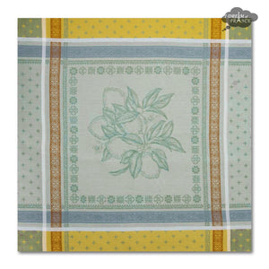 Cedrat Green & Yellow French Cotton Jacquard Napkin by Tissus Toselli