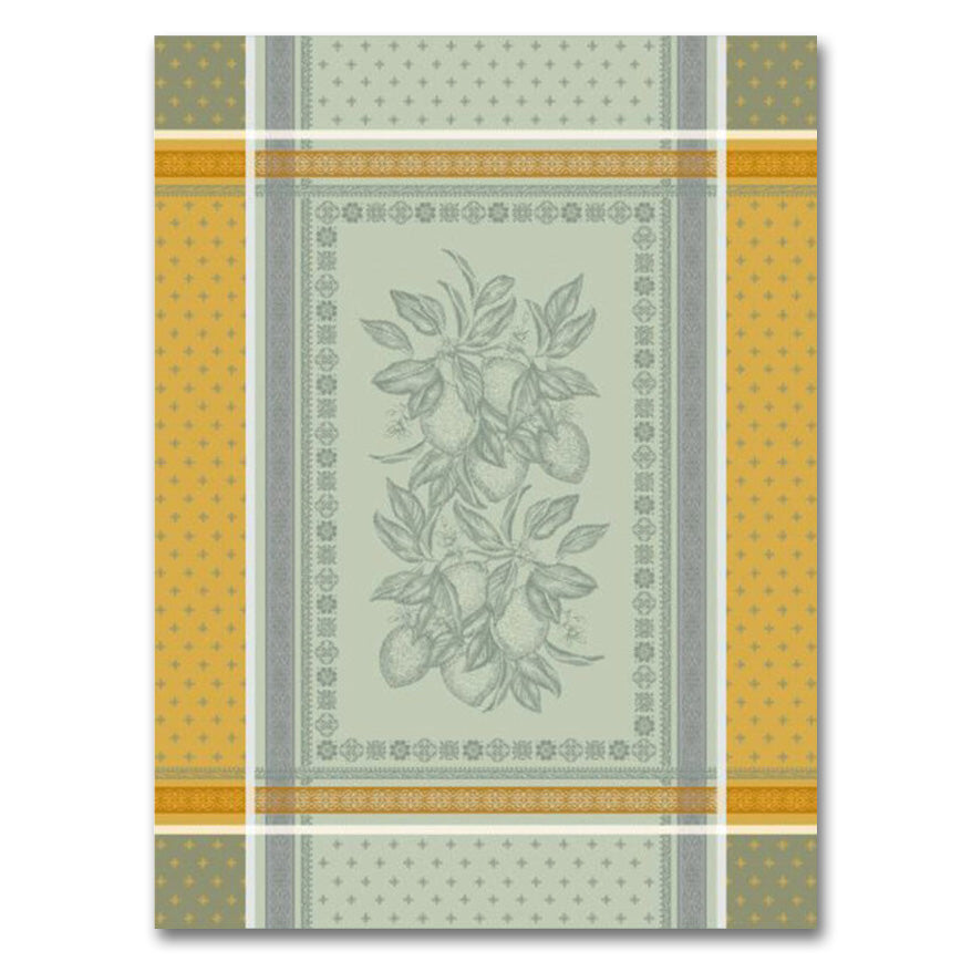 Cedrat Green & Yellow French Cotton Jacquard Dish Towel by Tissus Toselli