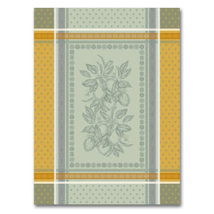 Cedrat Green & Yellow French Cotton Jacquard Dish Towel by Tissus Toselli
