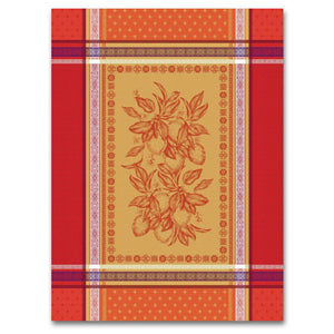Cedrat Red & Yellow French Cotton Jacquard Dish Towel by Tissus Toselli