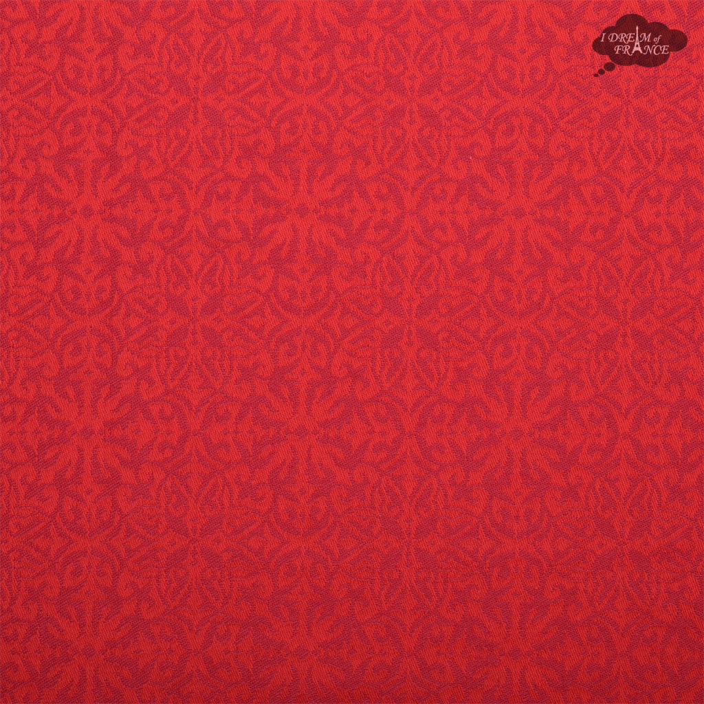 62x138" Rectangular Cedrat Red & Yellow French Jacquard Tablecloth by Tissus Toselli