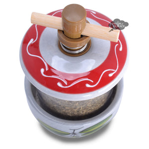 Ceramic Mill with Herbes de Provence - Olives Gray & Red