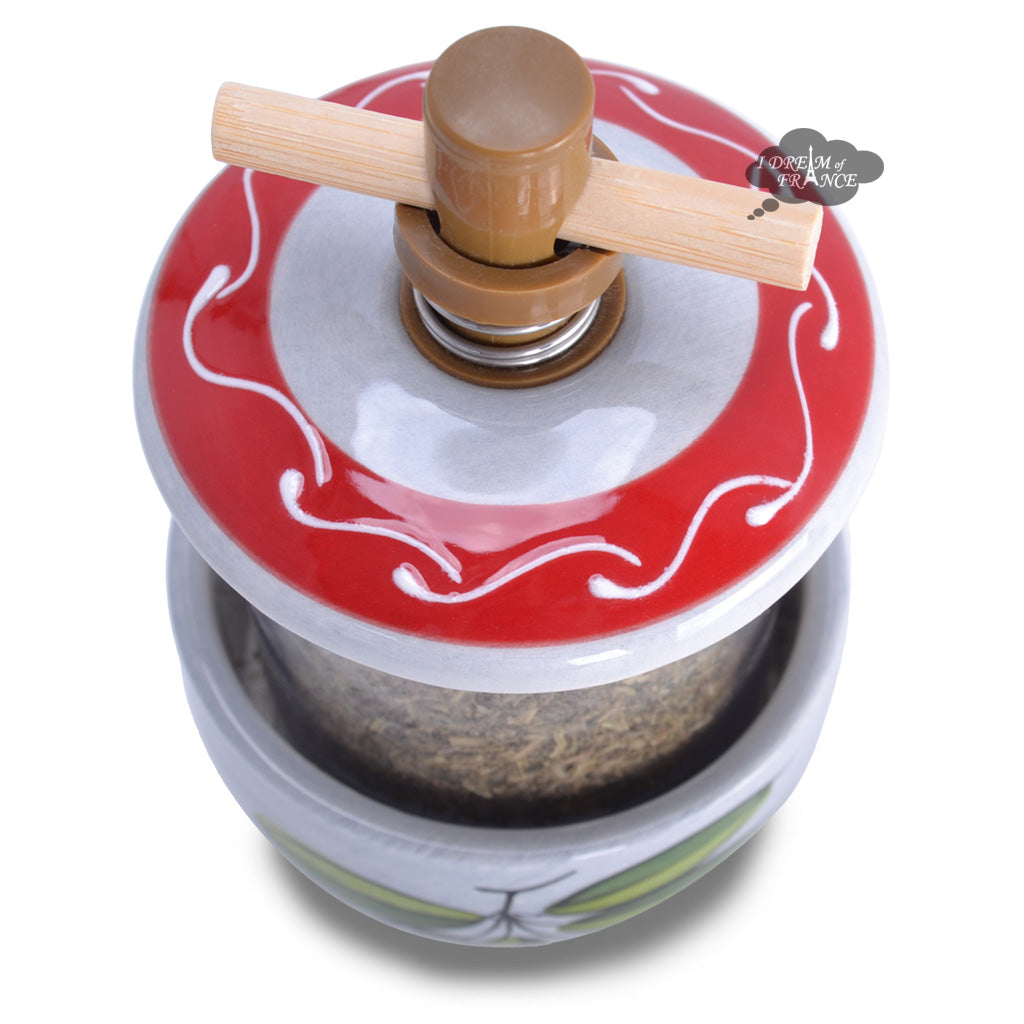 Ceramic Mill with Herbes de Provence Olives Red I Dream of France
