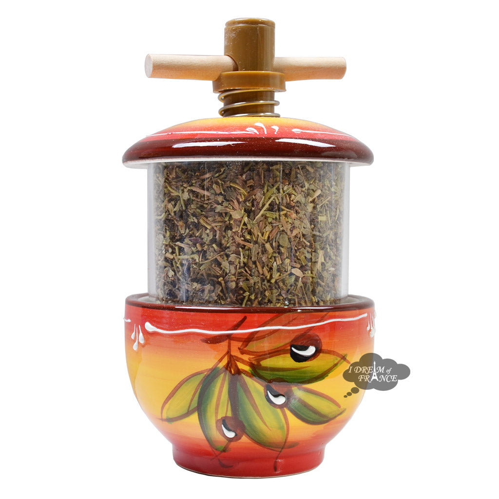 Ceramic Mill with Herbes de Provence - Olives Red