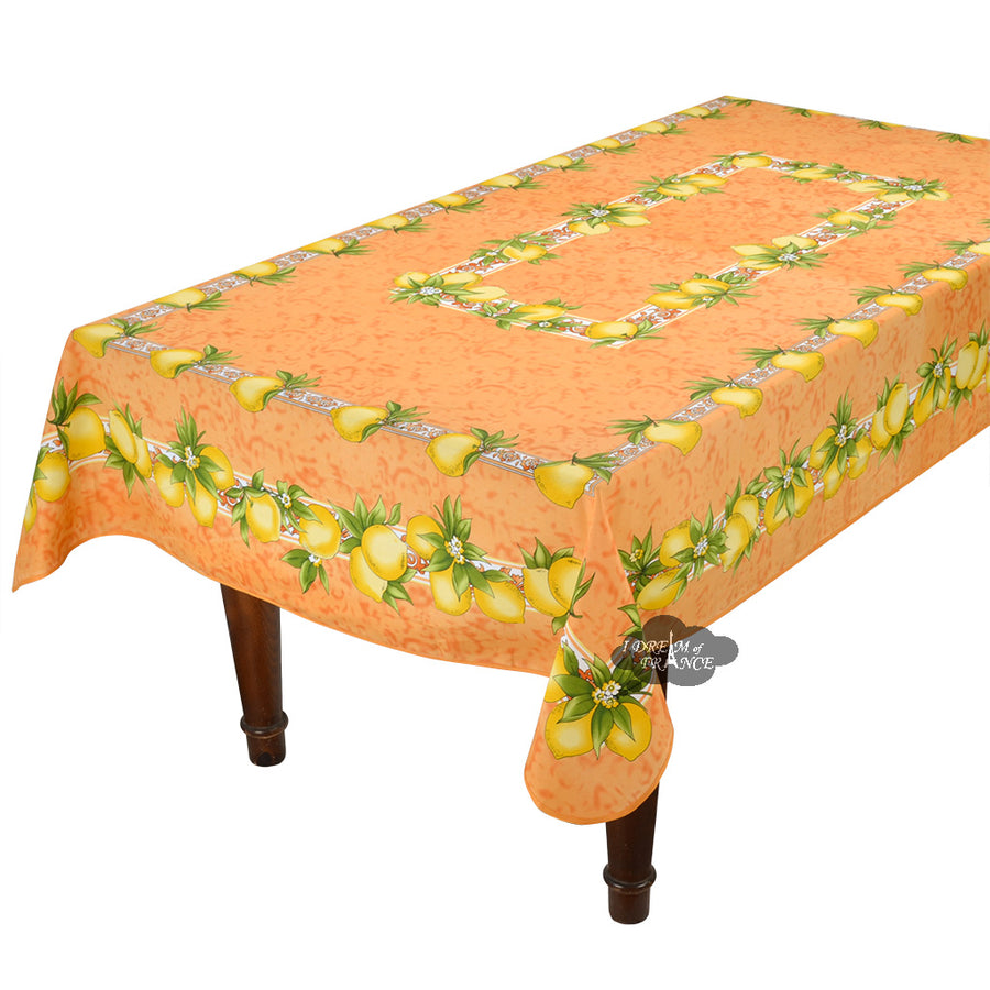 Citrus Orange French Provencal Polyester Tablecloth - 59x92" Rectangular