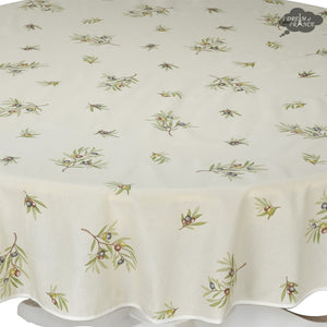58" Round Clos des Oliviers Cream All Over Cotton Tablecloth by L'ensoleillade