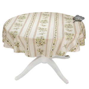 58" Round Clos des Oliviers Cream Cotton Tablecloth by L'ensoleillade