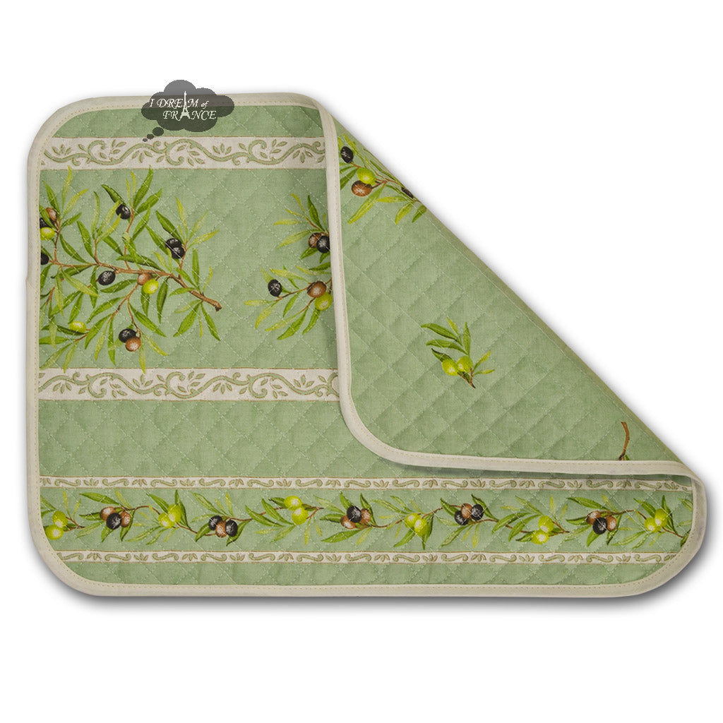 Clos des Oliviers Green Cotton Quilted Placemats
