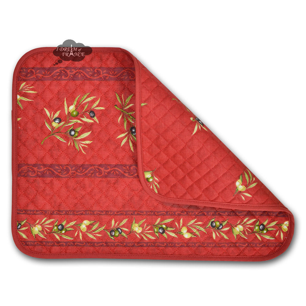 Clos des Oliviers Red Cotton Quilted Placemats