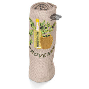 Olive Oil Light Taupe Waffle-Weave Kitchen Towel by Coton Blanc