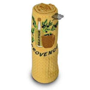 Provence Olive Oil Yellow Waffle-Weave Kitchen Towel by Coton Blanc