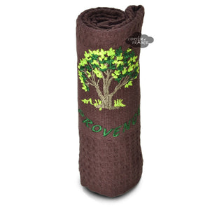 Provence Olive Tree Chocolate Waffle-Weave Kitchen Towel by Coton Blanc