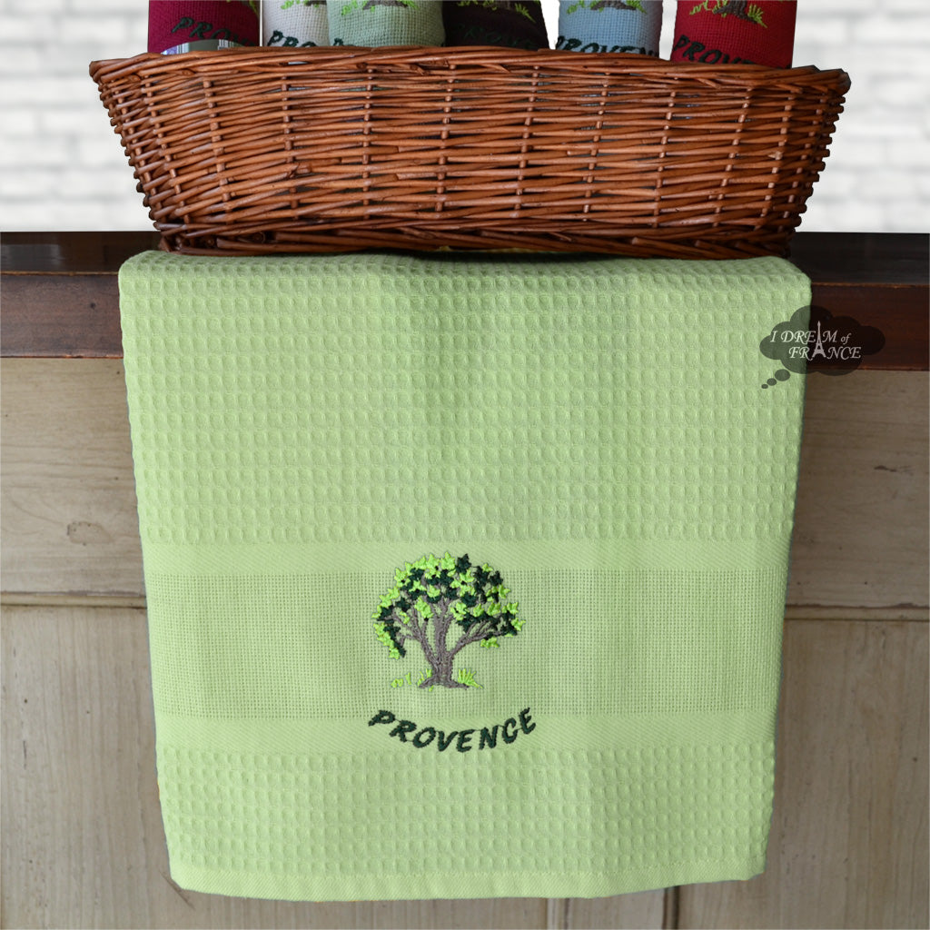 Provence Olive Tree Tangerine Waffle-Weave Kitchen Towel by Coton Blan - I  Dream of France