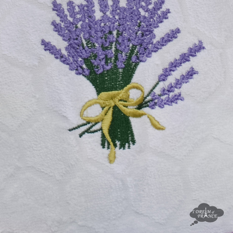 Round Terry Hand Towel Lavender White by Coton Blanc
