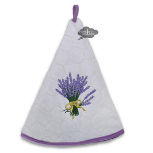 Round Terry Hand Towel Lavender White by Coton Blanc