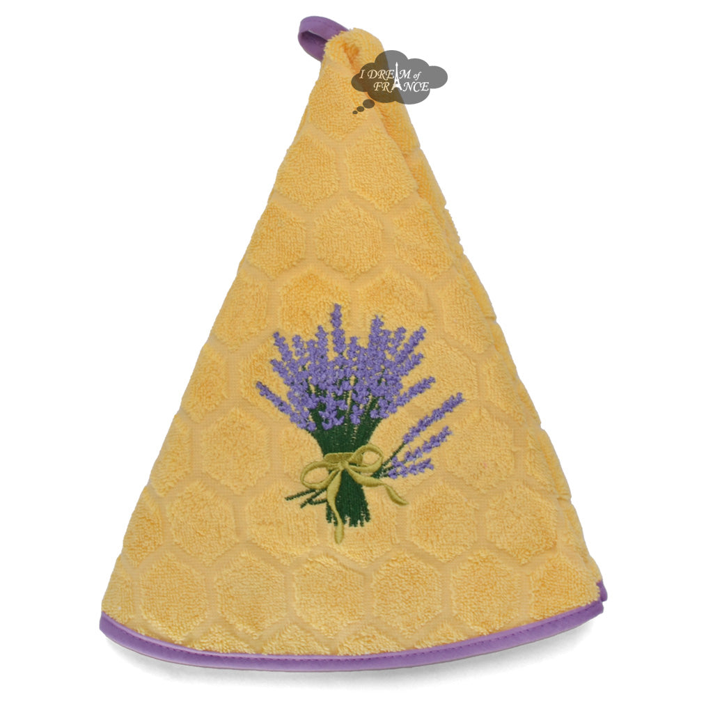 Round Terry Hand Towel Lavender Yellow by Coton Blanc