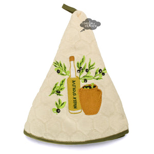 Round Terry Hand Towel Olive Oil Cream by Coton Blanc