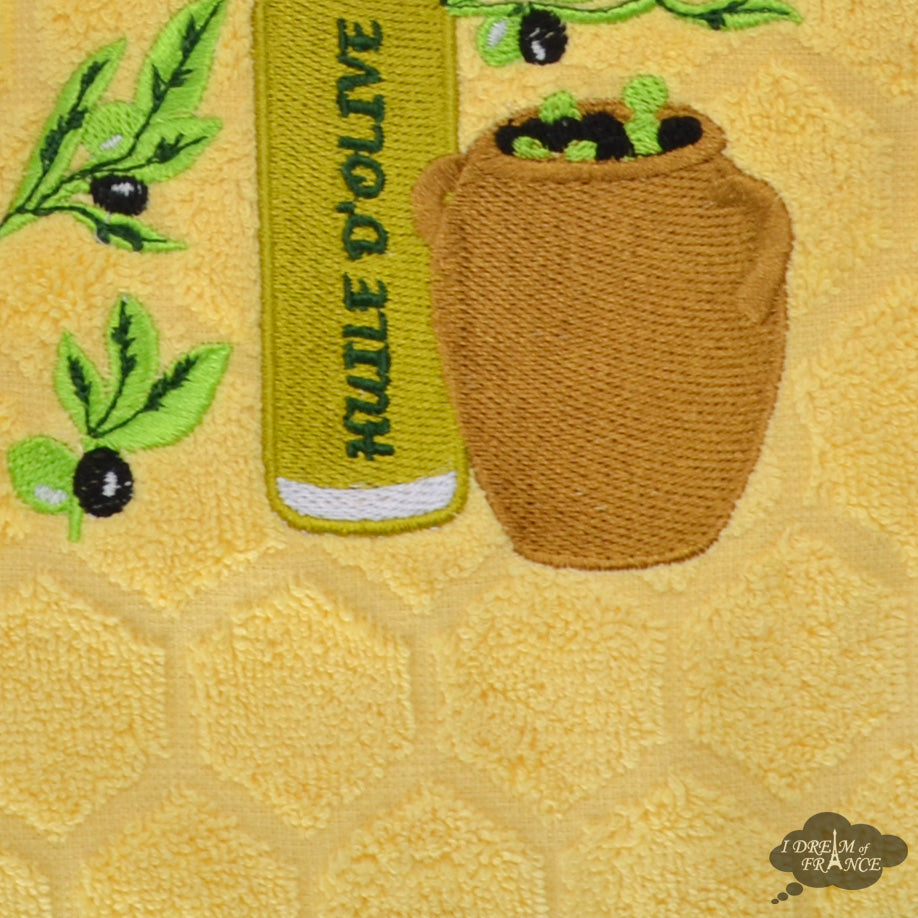 Round Terry Hand Towel Olive Oil Yellow by Coton Blanc