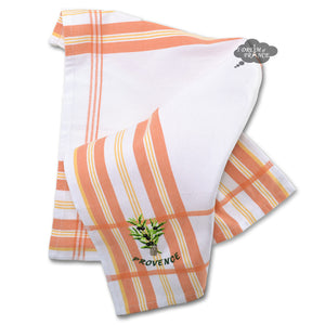 Provence Olives & Cicada Tangerine Yellow Cotton Jacquard Kitchen Towel by Coton Blanc
