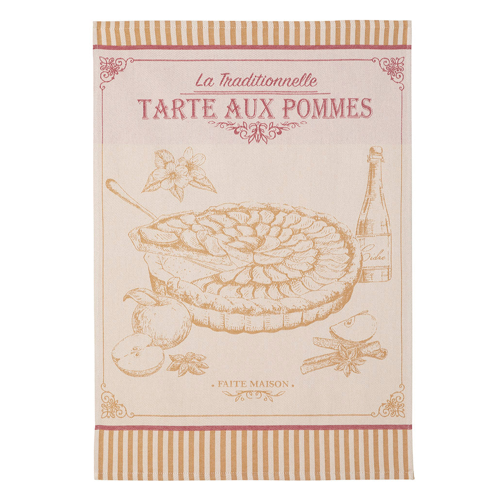 Tarte aux Pommes (Apple Tart) French Jacquard Cotton Dish Towel by Coucke