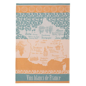 Vins Blancs de France French Jacquard Cotton Dish Towel by Coucke
