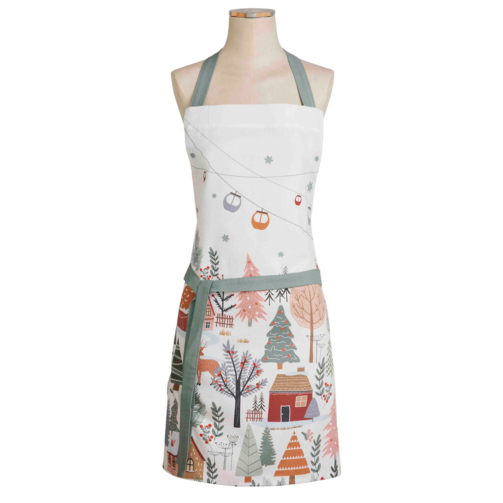 Christmas Forest (Foret de Noel) French Cotton Kitchen Apron by Coucke