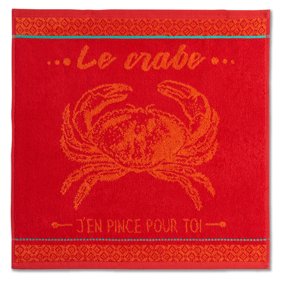Crab Terry Square Towel by Coucke