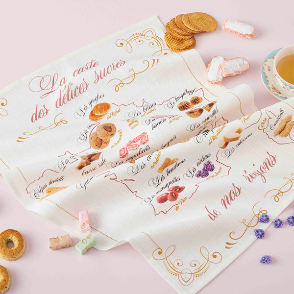 French Sweet Tooth Map French Linen Blend Dish Towel by Coucke - I ...