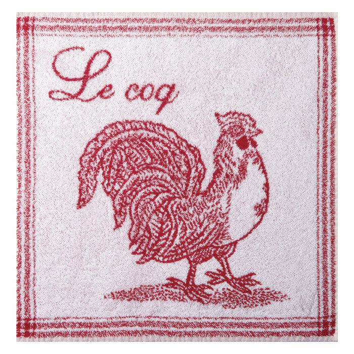 French, Provence, authentic Coucke Terry Square Towel - Le Coq