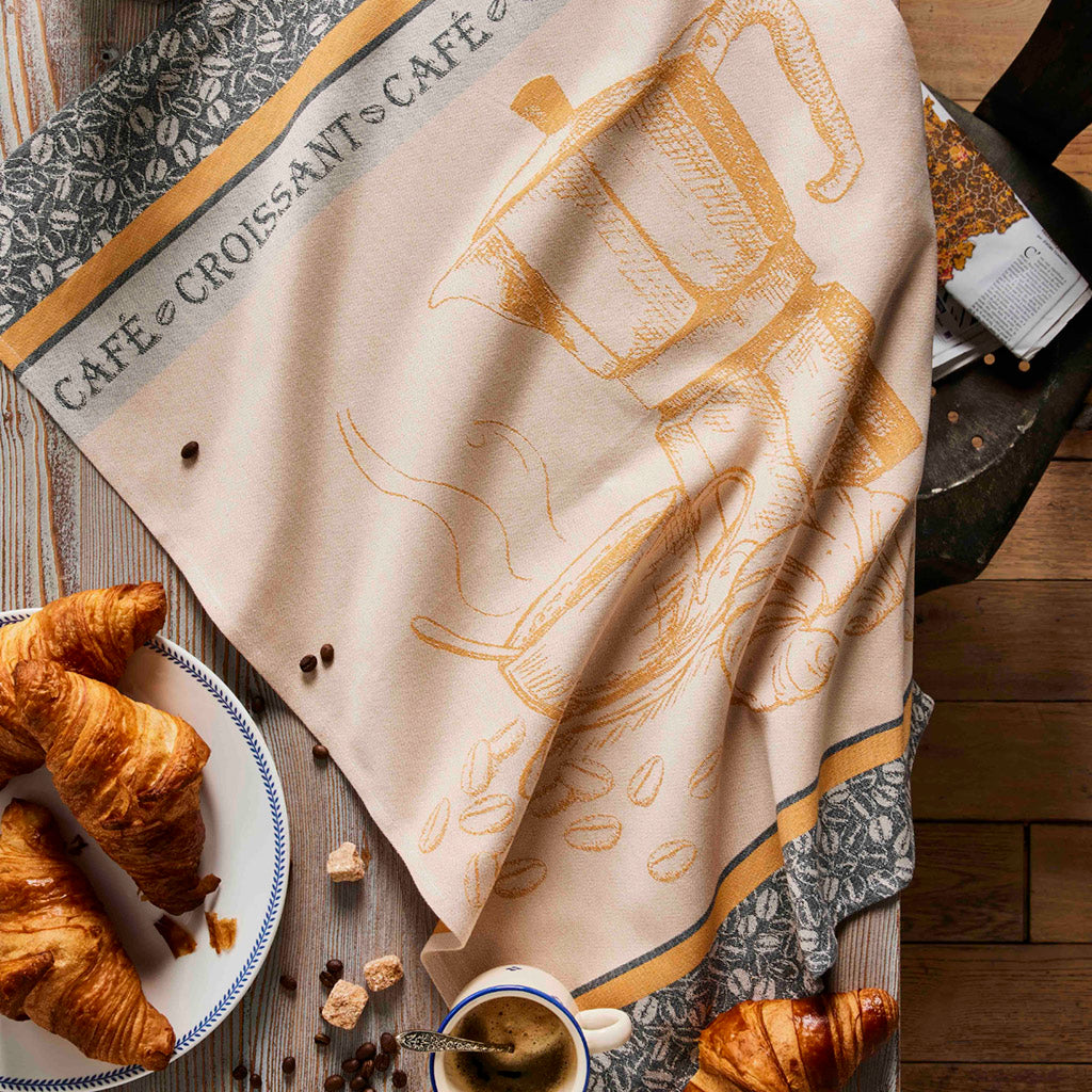 Coucke Cotton Jacquard Kitchen Towel Caf / Croissant