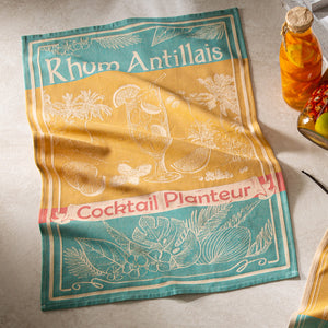 French Antilles Rum (Rhum Antillais) French Jacquard Cotton Dish Towel by Coucke