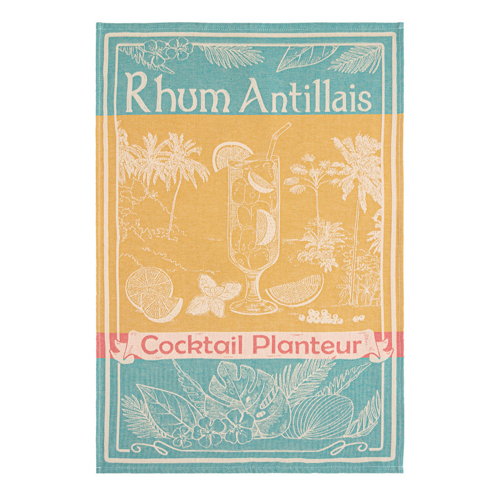 French Antilles Rum (Rhum Antillais) French Jacquard Cotton Dish Towel by Coucke