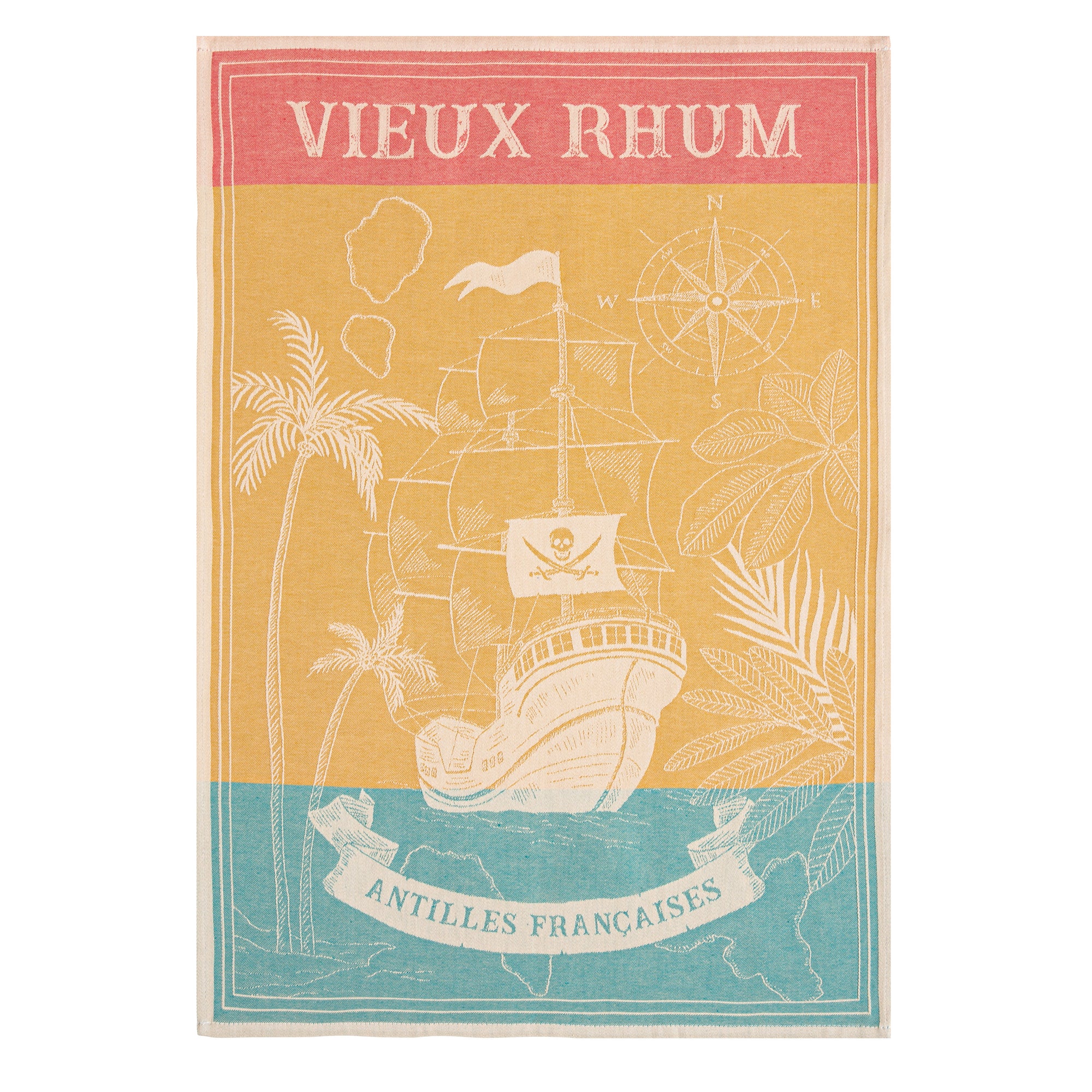 Aged Rum (Vieux Rhum) French Jacquard Cotton Dish Towel by Coucke