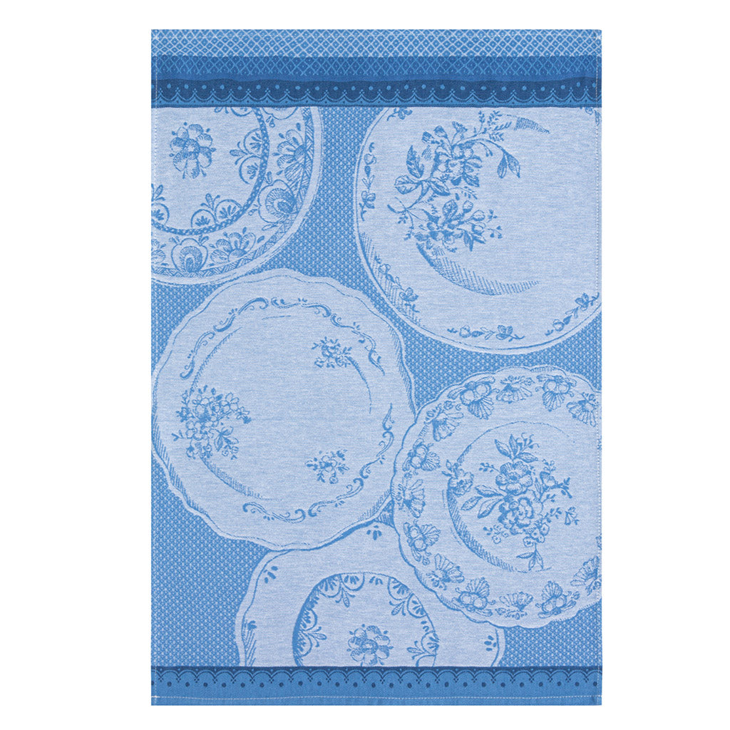 Callas Blue Cotton French Jacquard Dish Towel