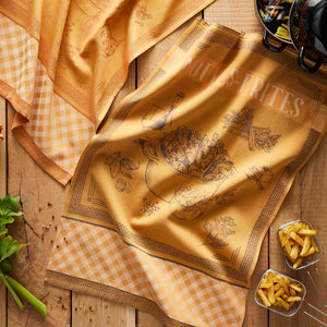 Mussels & Fries (Moules Frites) French Jacquard Cotton Dish Towel by Coucke