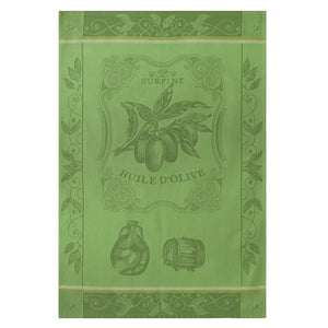 Surfine Olive Oil (Huile d'Olive Surfine) French Jacquard Cotton Dish Towel by Coucke
