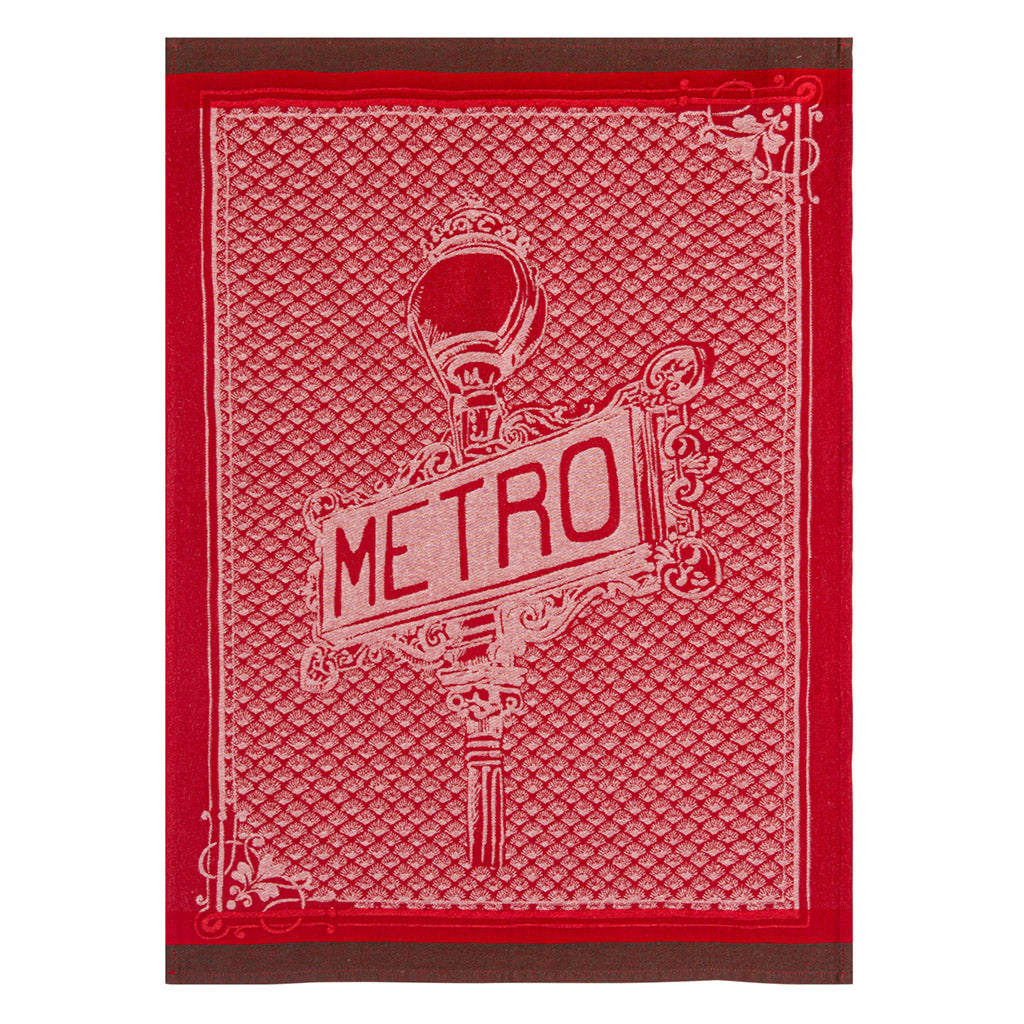 Metro Sign (Panneau Metro) French Jacquard Cotton Dish Towel by Coucke