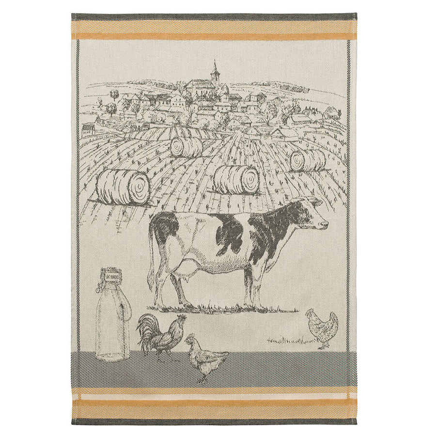 Dairy Cattle (Vaches Laitières) French Jacquard Dish Towel by Coucke