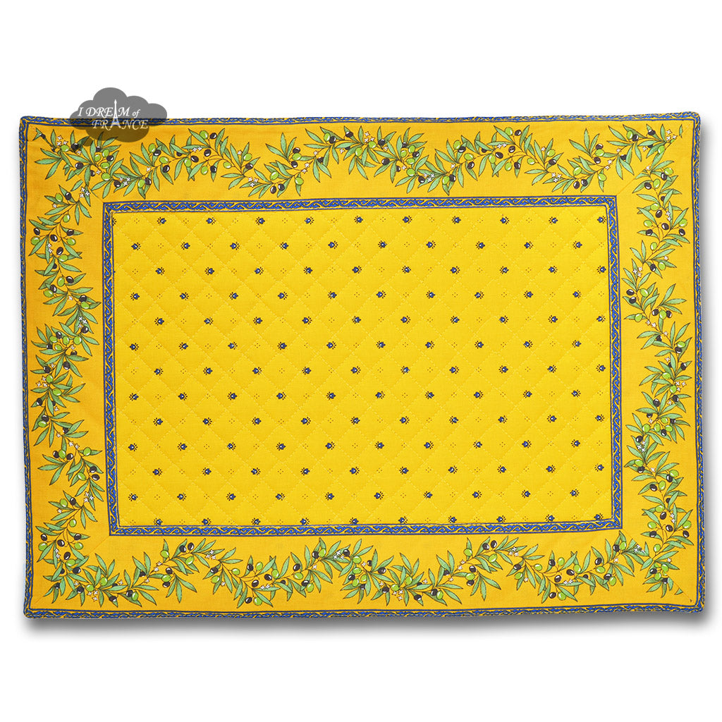 Ramatuelle Yellow & Blue Quilted Placemat by Tissus Toselli