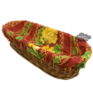 Grapes Red French Baguette Basket with Removable Liner by Le Cluny