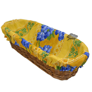 Grapes Yellow French Baguette Basket with Removable Liner by Le Cluny