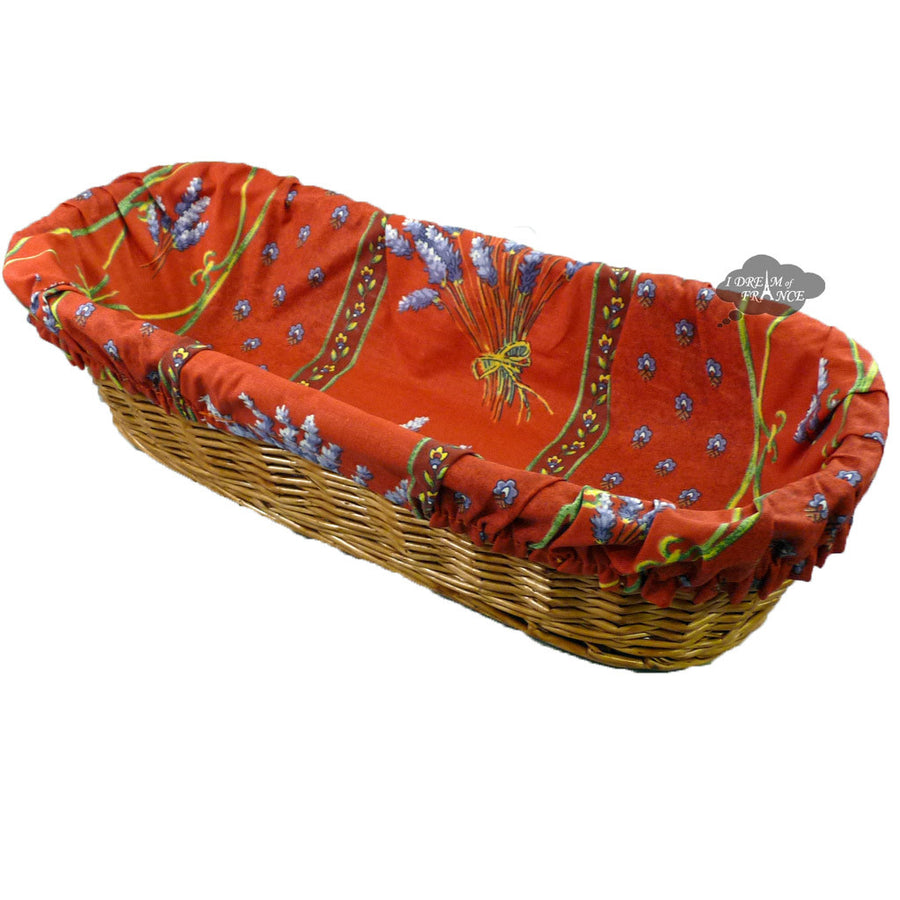 Lavender Red French Baguette Basket with Removable Liner by Le Cluny