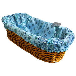 Lisa Turquoise French Baguette Basket with Removable Liner by Le Cluny