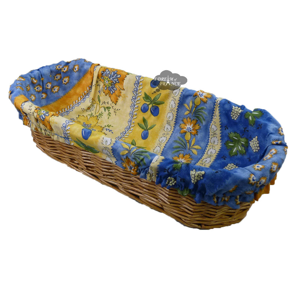 Monaco Blue French Baguette Basket with Removable Liner by Le Cluny