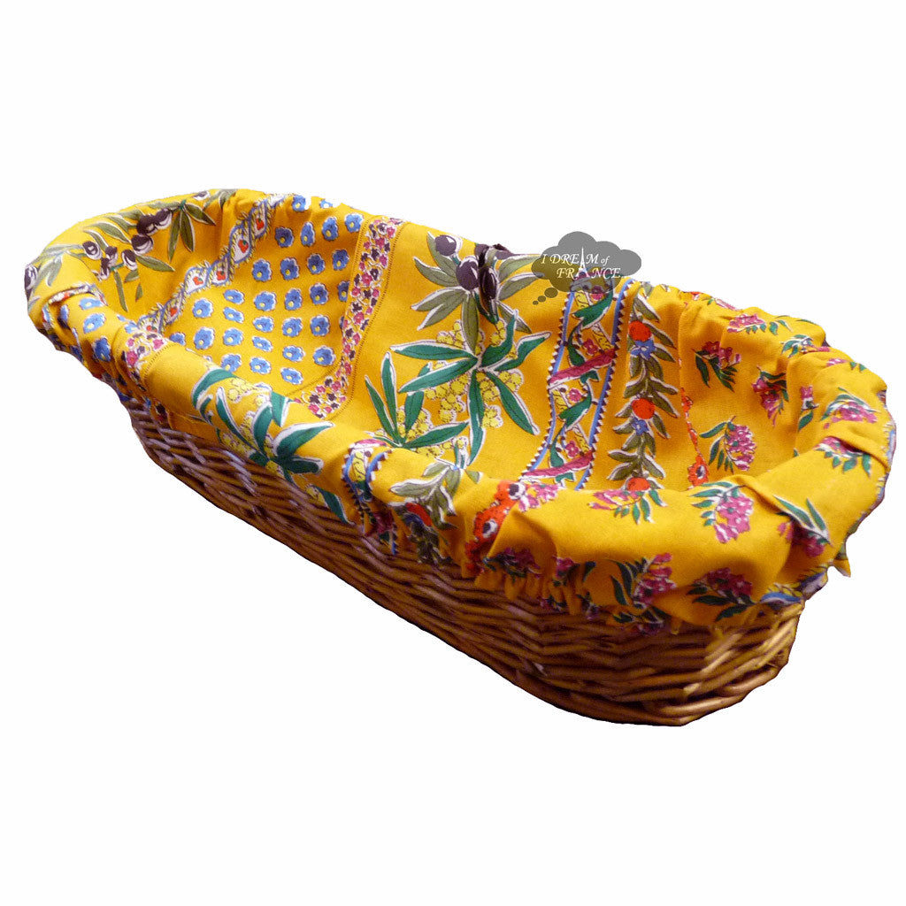 Olives Yellow French Baguette Basket with Removable Liner by Le Cluny