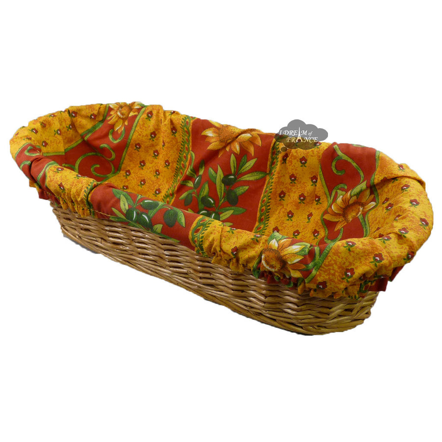 Sunflower Red French Baguette Basket with Removable Liner by Le Cluny