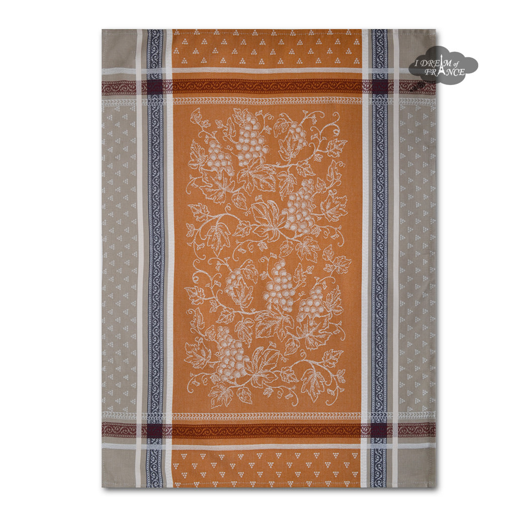 Winery Caramel French Cotton Jacquard Dish Towel by Tissus Toselli - I  Dream of France